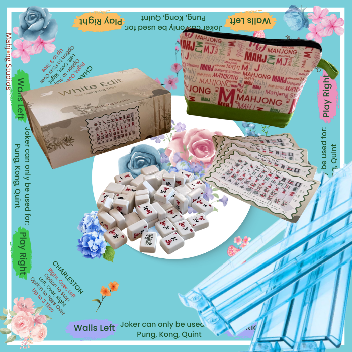 White Edit American Mahjong Tile Set Bundle (with Blanks)