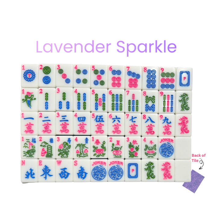 Close-up of Lavender Sparkle Dots Bams Craks Dragons Flowers and Jokers