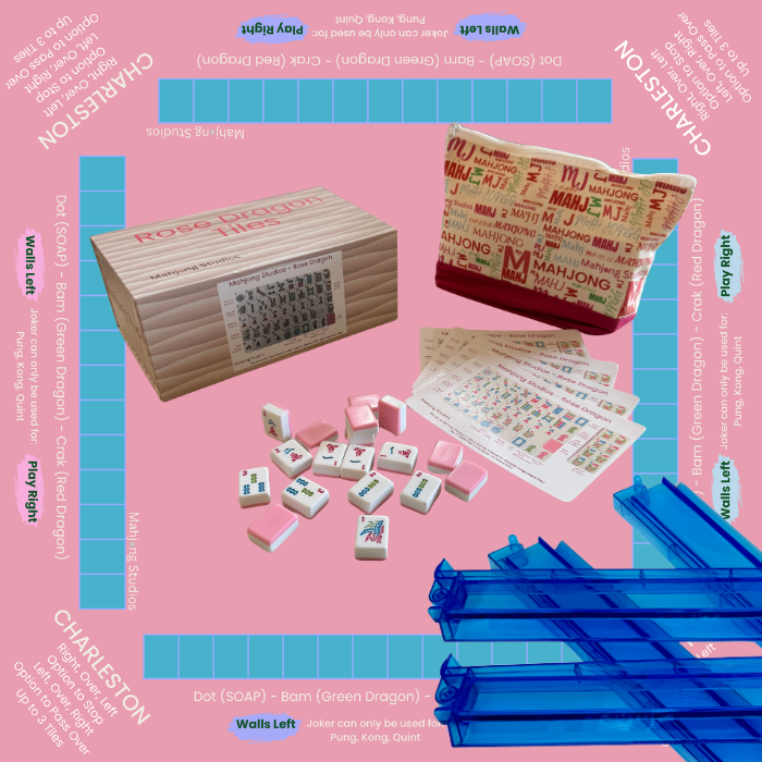 Rose Dragon American Mahjong Pink Tile Set Bundle (with Blanks)