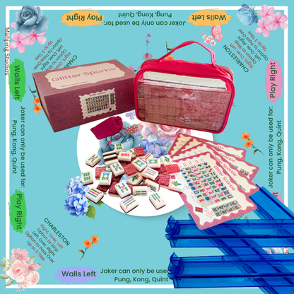 Glitter Sparkle - American Mahjong Tile Set (166 Tiles) Pink Bundle