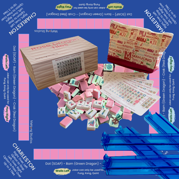 Rose Dragon American Mahjong Pink Tile Set Bundle (with Blanks)