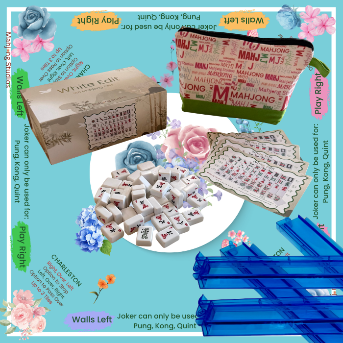 White Edit American Mahjong Tile Set Bundle (with Blanks)