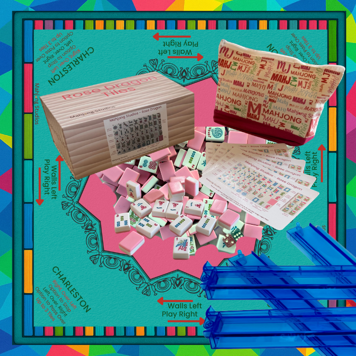 Rose Dragon American Mahjong Pink Tile Set Bundle (with Blanks)