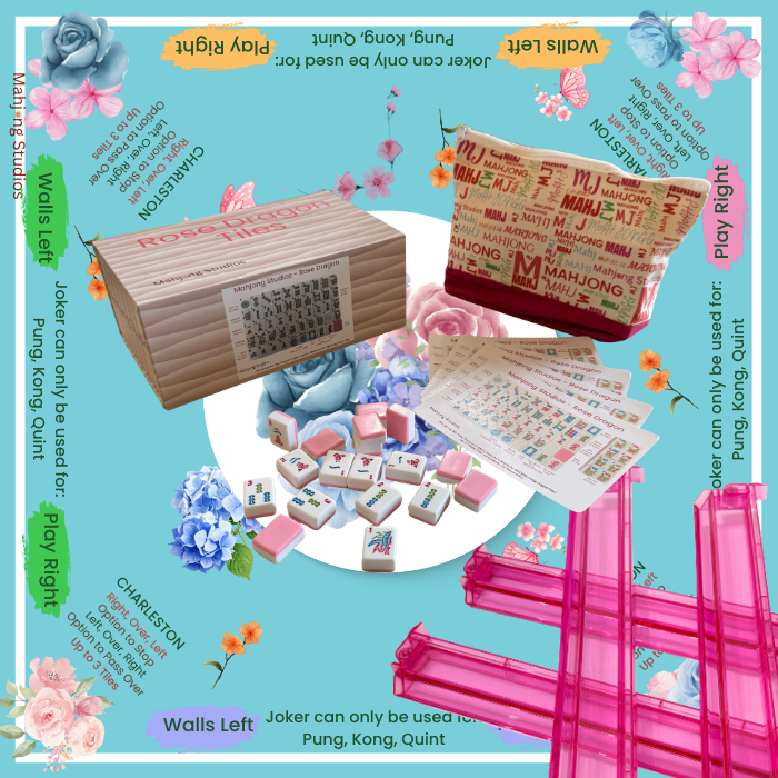 Rose Dragon American Mahjong Pink Tile Set Bundle (with Blanks)