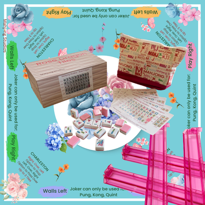Rose Dragon American Mahjong Pink Tile Set Bundle (with Blanks)
