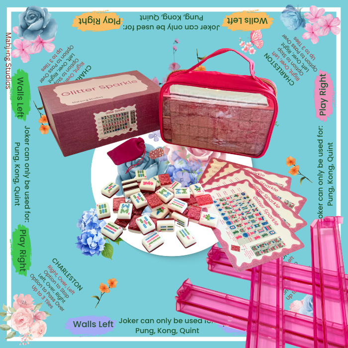 Glitter Sparkle - American Mahjong Tile Set (166 Tiles) Pink Bundle