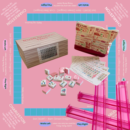 Rose Dragon American Mahjong Pink Tile Set Bundle (with Blanks)
