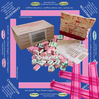 Rose Dragon American Mahjong Pink Tile Set Bundle (with Blanks)