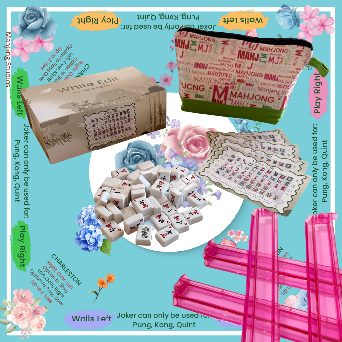 White Edit American Mahjong Tile Set Bundle (with Blanks)