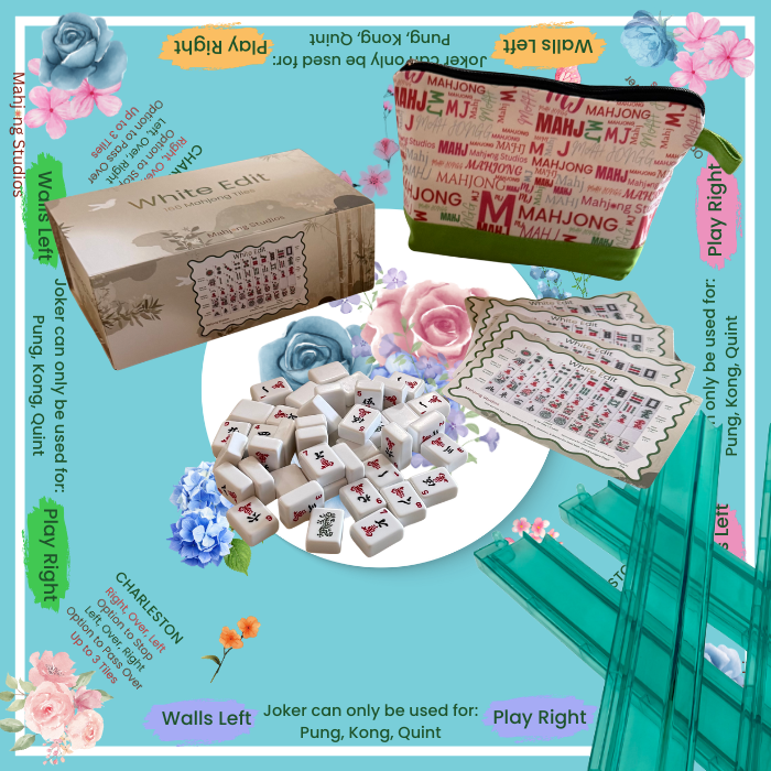 White Edit American Mahjong Tile Set Bundle (with Blanks)