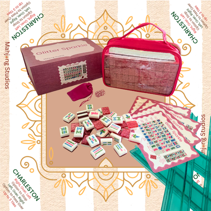 Glitter Sparkle - American Mahjong Tile Set (166 Tiles) Pink Bundle