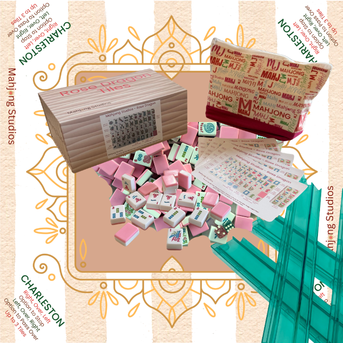 Rose Dragon American Mahjong Pink Tile Set Bundle (with Blanks)