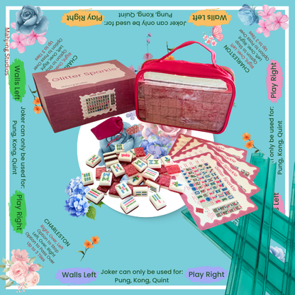 Glitter Sparkle - American Mahjong Tile Set (166 Tiles) Pink Bundle