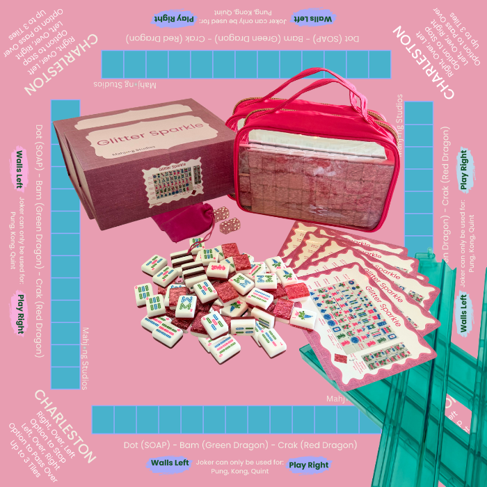 Glitter Sparkle - American Mahjong Tile Set (166 Tiles) Pink Bundle