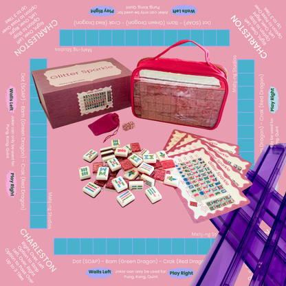Glitter Sparkle - American Mahjong Tile Set (166 Tiles) Pink Bundle