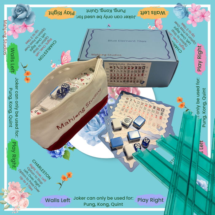 Mahjong Studios – Blue Element American Mahjong Tile Set (166 Tiles)