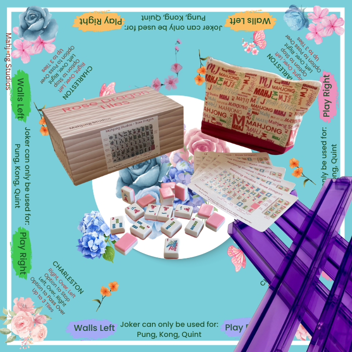 Rose Dragon American Mahjong Pink Tile Set Bundle (with Blanks)