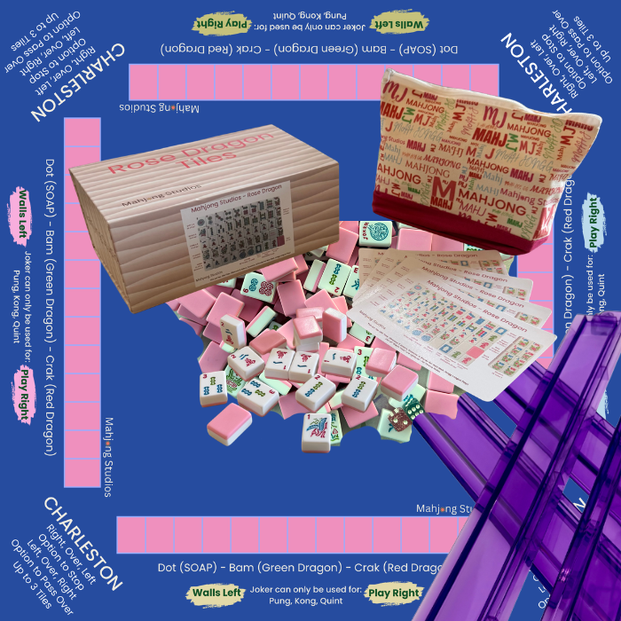Rose Dragon American Mahjong Pink Tile Set Bundle (with Blanks)