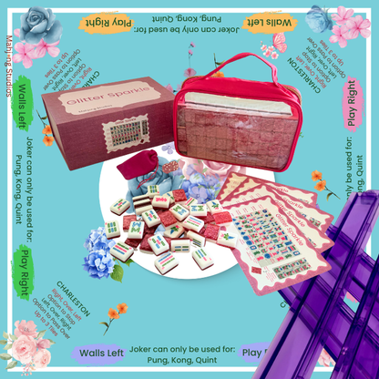 Glitter Sparkle - American Mahjong Tile Set (166 Tiles) Pink Bundle