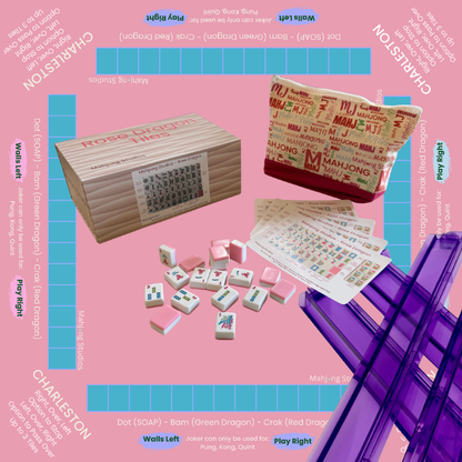 Rose Dragon American Mahjong Pink Tile Set Bundle (with Blanks)