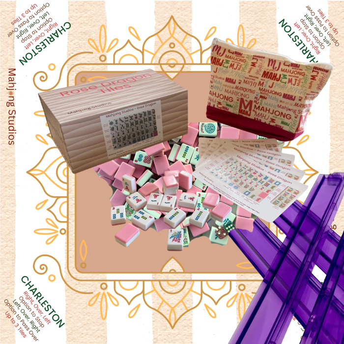 Rose Dragon American Mahjong Pink Tile Set Bundle (with Blanks)