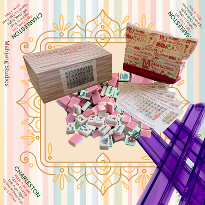 Rose Dragon American Mahjong Pink Tile Set Bundle (with Blanks)