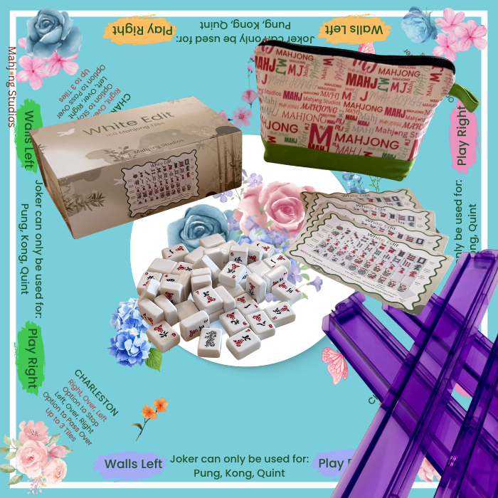 White Edit American Mahjong Tile Set Bundle (with Blanks)