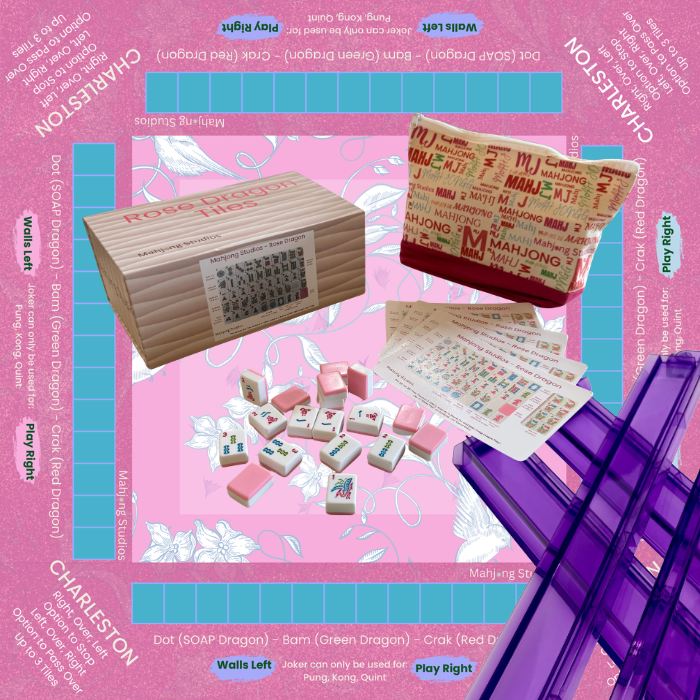 Rose Dragon American Mahjong Pink Tile Set Bundle (with Blanks)