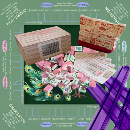 Rose Dragon American Mahjong Pink Tile Set Bundle (with Blanks)