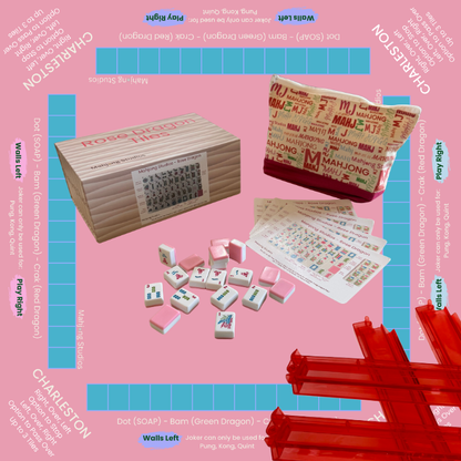 Rose Dragon American Mahjong Pink Tile Set Bundle (with Blanks)