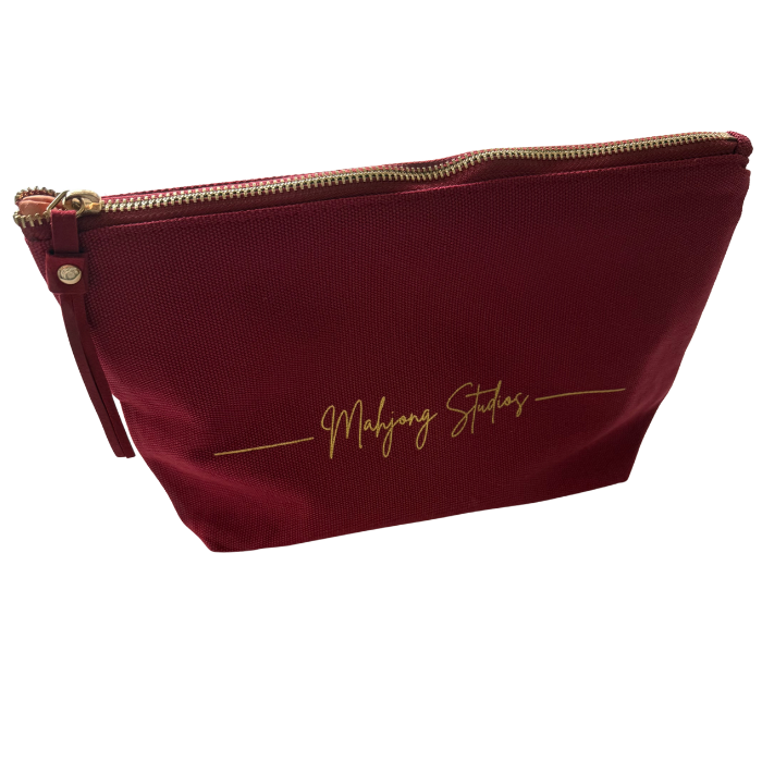 Mahjong Studios Tile Storage Bag Burgundy Canvas Luxury Lined