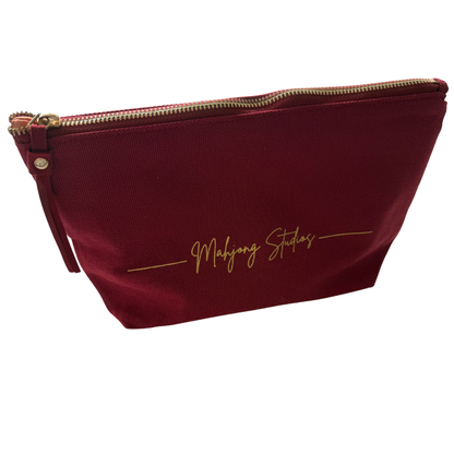 Mahjong Studios Tile Storage Bag Burgundy Canvas Luxury Lined