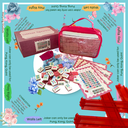 Glitter Sparkle - American Mahjong Tile Set (166 Tiles) Pink Bundle