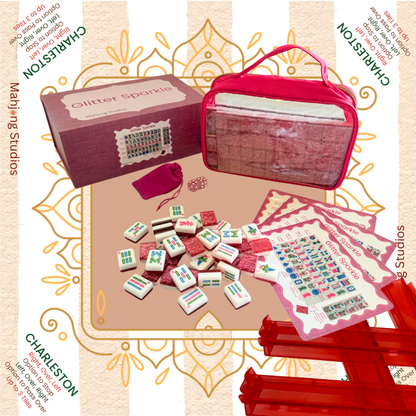 Glitter Sparkle - American Mahjong Tile Set (166 Tiles) Pink Bundle