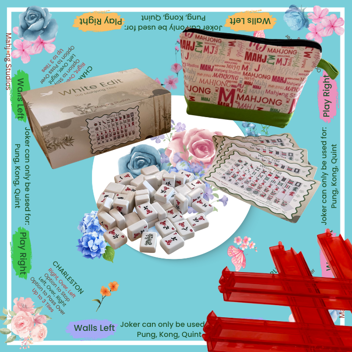 White Edit American Mahjong Tile Set Bundle (with Blanks)