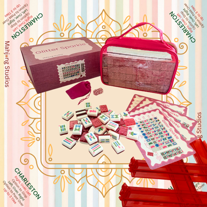 Glitter Sparkle - American Mahjong Tile Set (166 Tiles) Pink Bundle