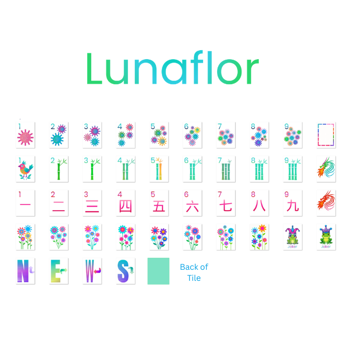Lunaflor Mahjong Tiles - 160 American Mahjong Tiles