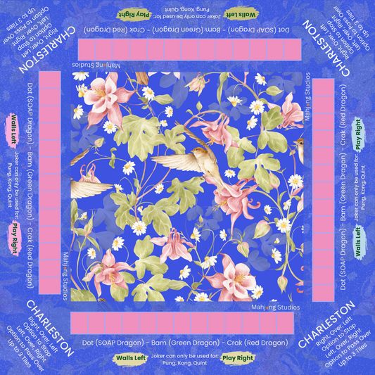 Blue Songbird Mahjong Mat - Ships Rolled