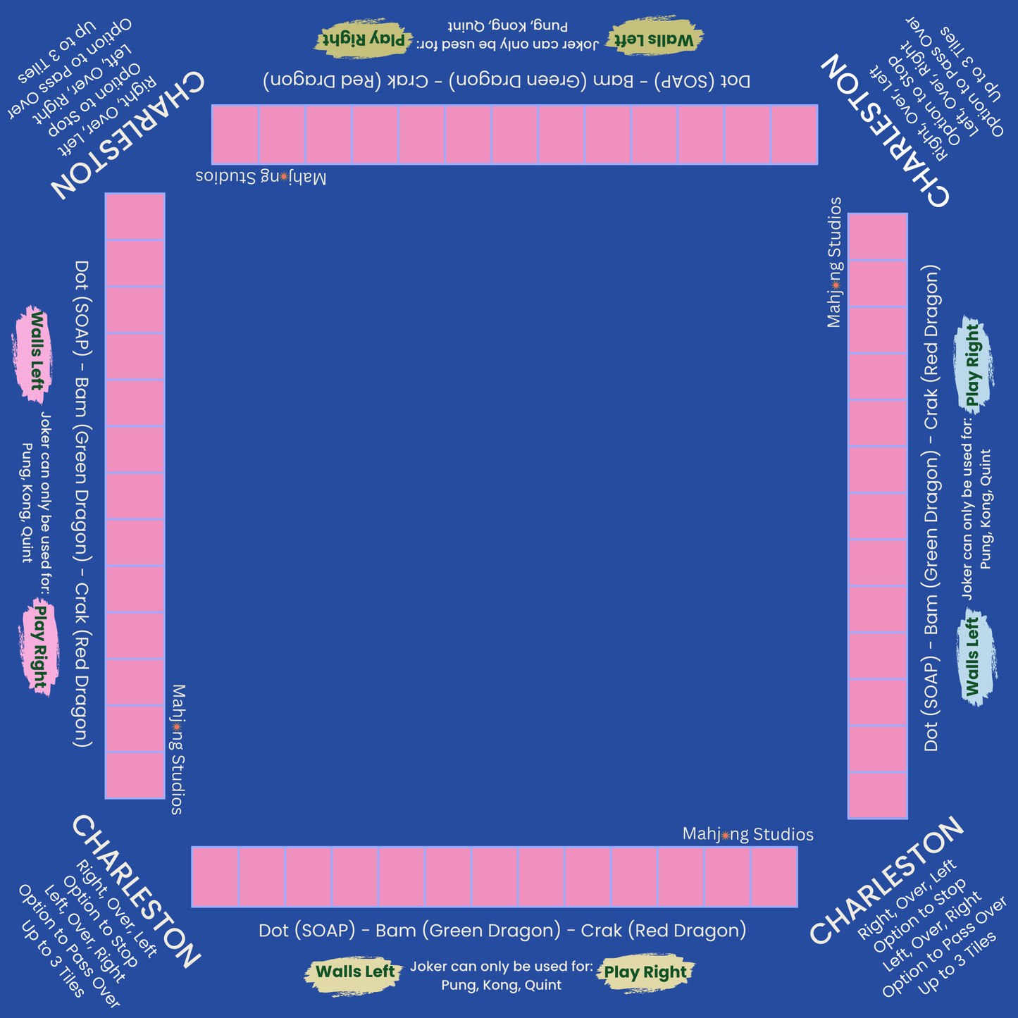 Mahjong Studios – Blue Element American Mahjong Tile Set (166 Tiles)