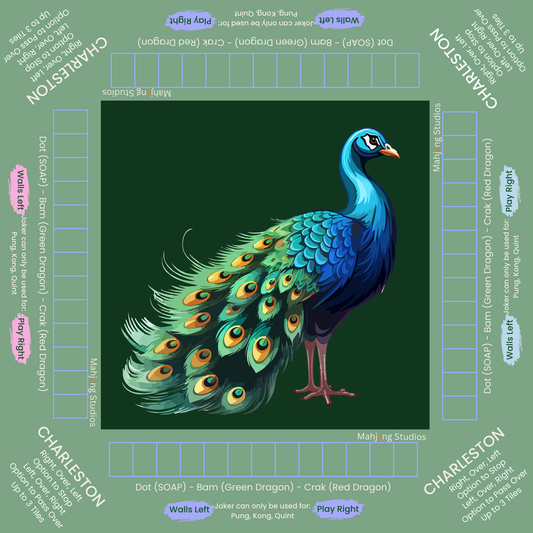 Jade Peacock Mahjong Mat - PREORDER - ships rolled