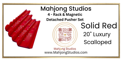 20" Solid Red Luxury Acrylic Scalloped Mahjong Rack & Pusher
