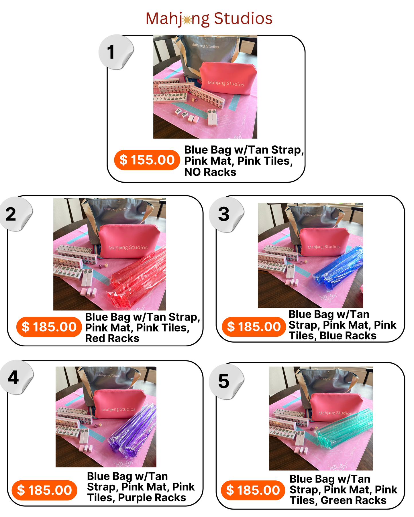 Mahjong Studios – Blush & Bamboo American Mahjong Tile Set (166 Tiles) Bundle