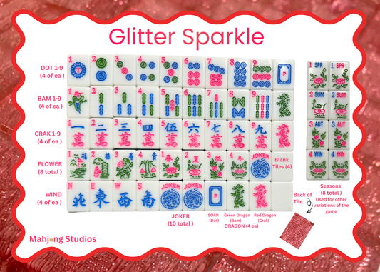 Glitter Sparkle - American Mahjong Tile Set (166 Tiles) Pink Bundle