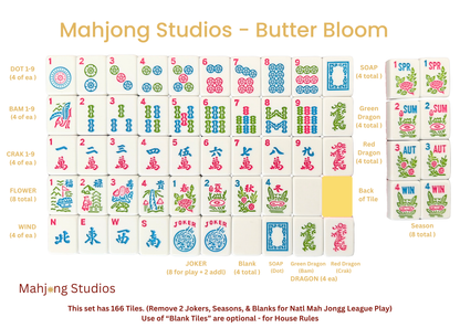 Mahjong Studios – American Mahjong Tile Set Yellow Lilac Ocean Blue