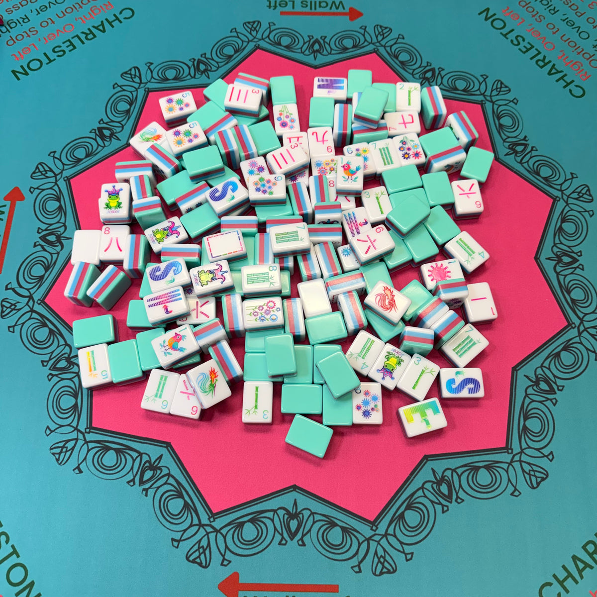 Teal - Lunaflor Mahjong Tiles - 160 American Mahjong Tiles