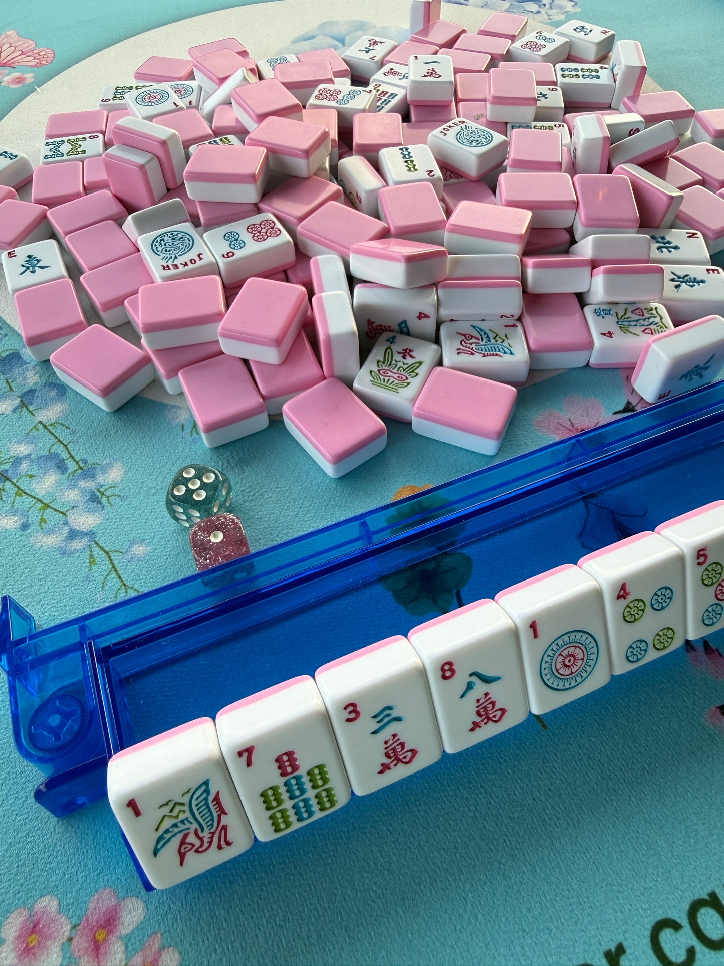 Teal Garden Mahjong Mat - Ships Rolled