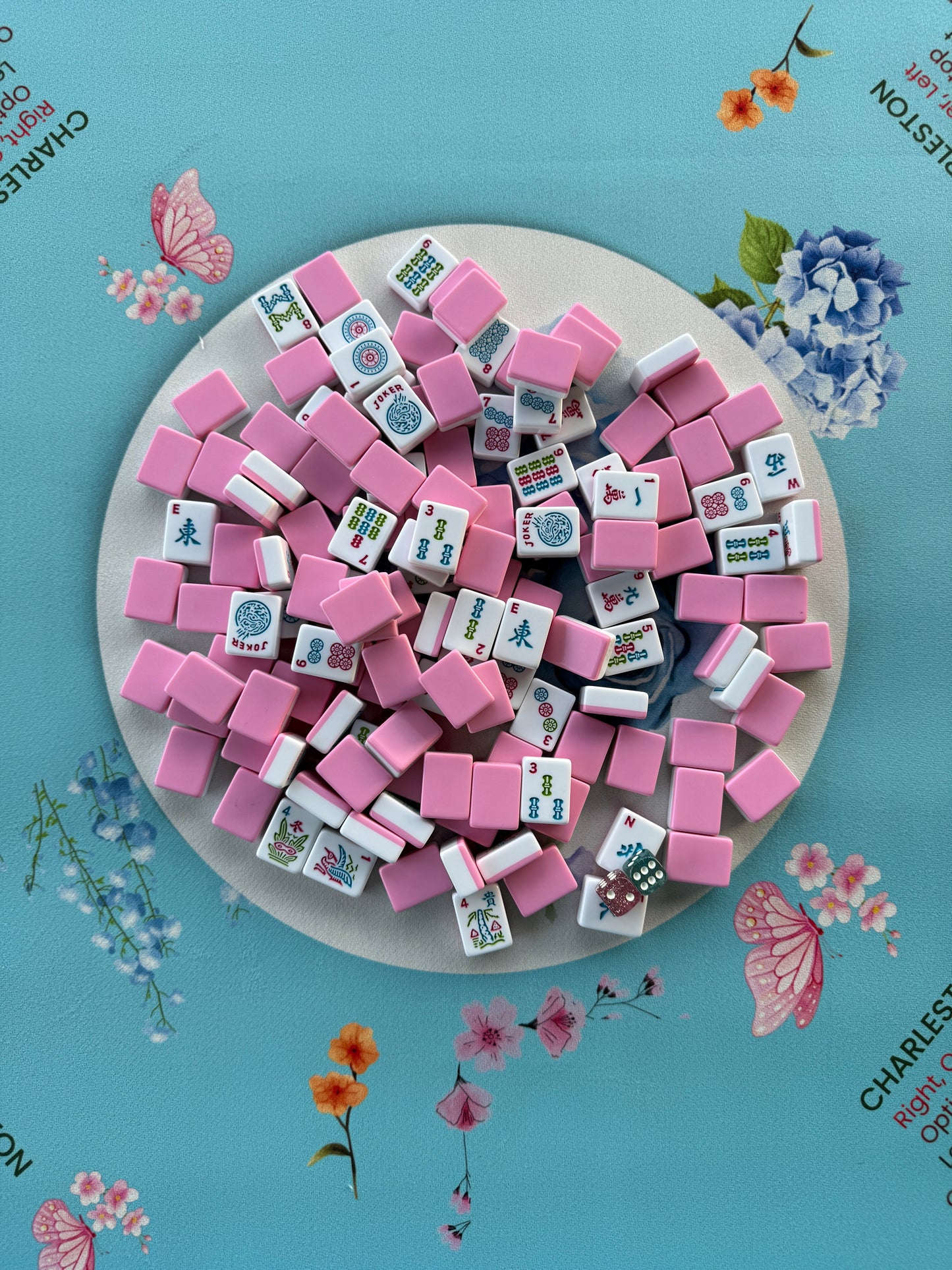 Teal Garden Mahjong Mat - Ships Rolled