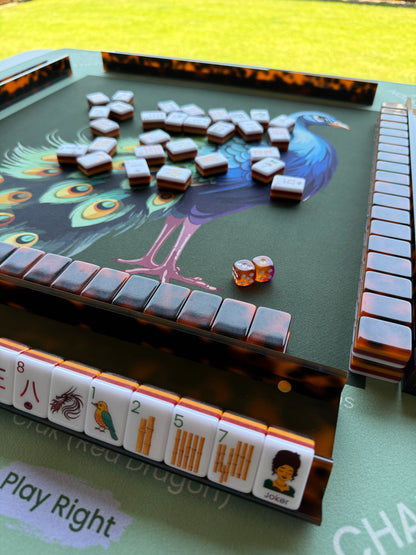 Jade Peacock Mahjong Mat - ships rolled