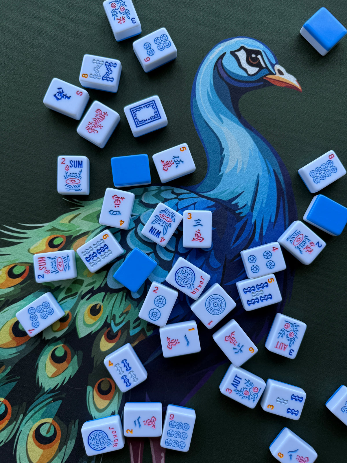 Jade Peacock Mahjong Mat - ships rolled