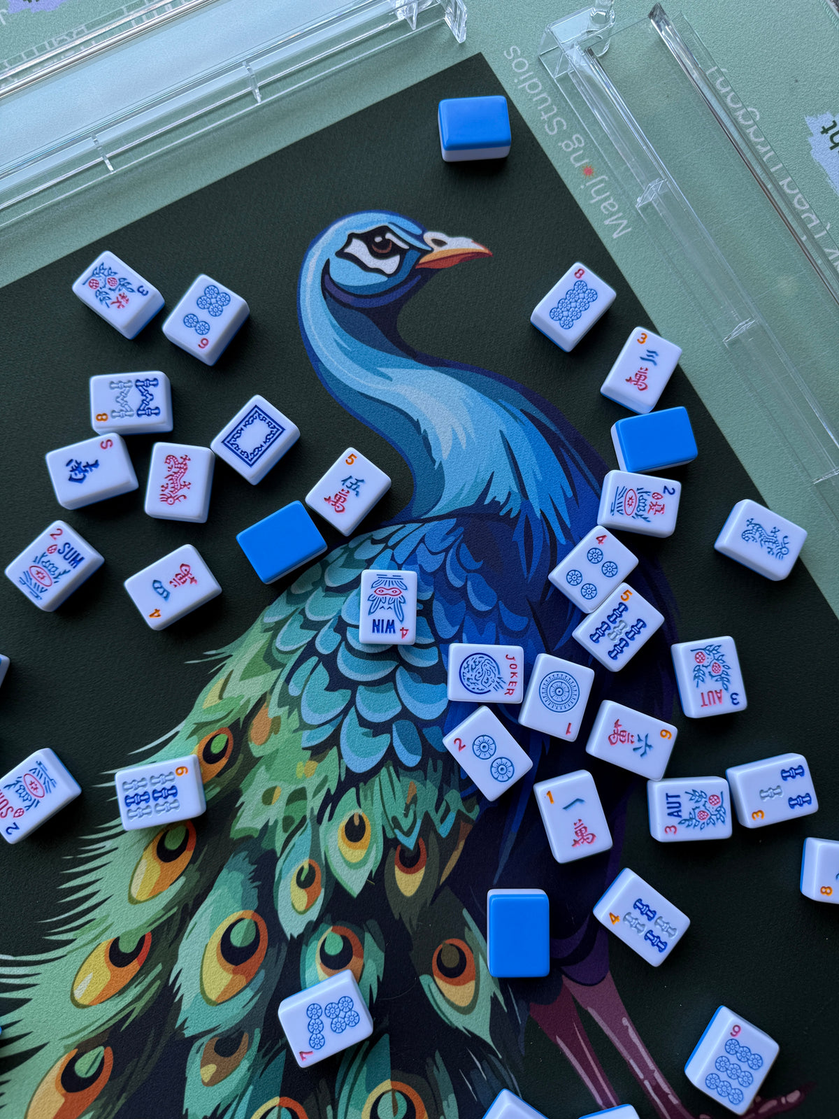 Jade Peacock Mahjong Mat - ships rolled